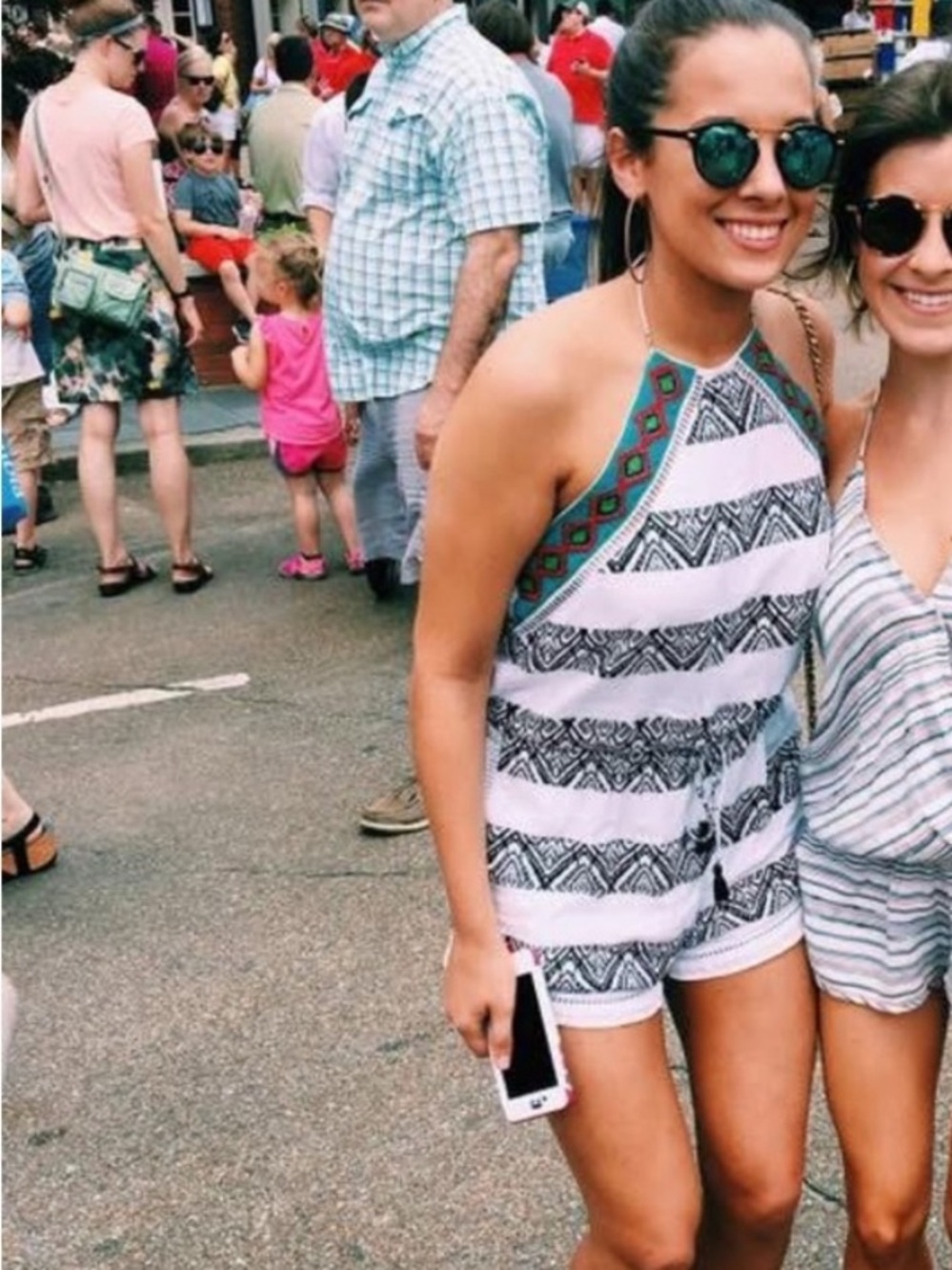 Piper Black and White Striped Sleeveless Romper
